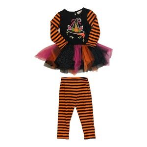 NWT Toddler Girls Emily Rose Dress Two-Piece Set Cat Stripe Size 18 Months